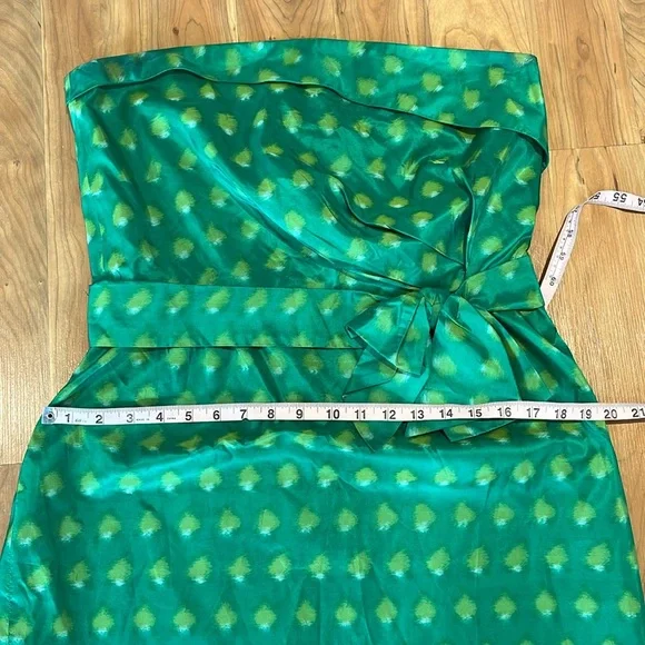 Kate Spade Kelly green strapless silk dress New York peacock way Kay 12 - Picture 12 of 14